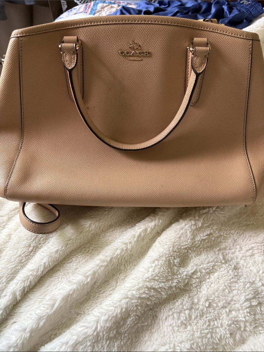 Coach Pebbled Leather Tote in Tan